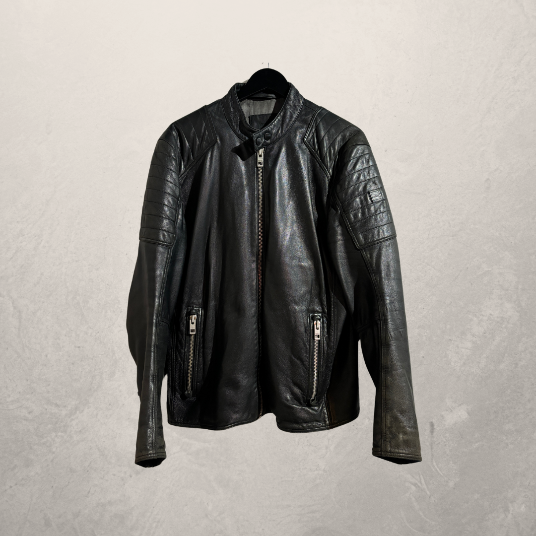 Hugo Boss zwarte leren jas M/L