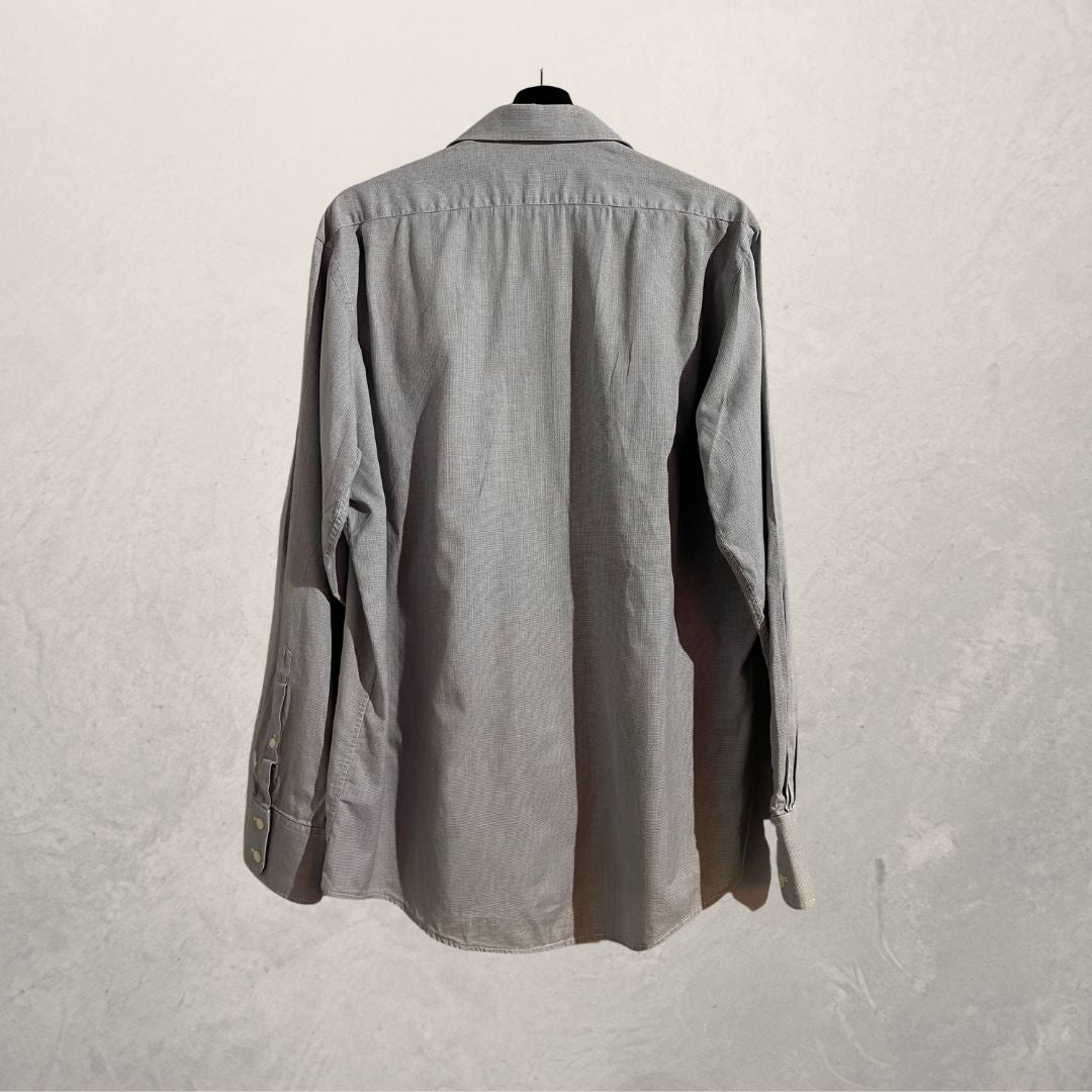 Vintage YSL blauw/grijs katoenen shirt M
