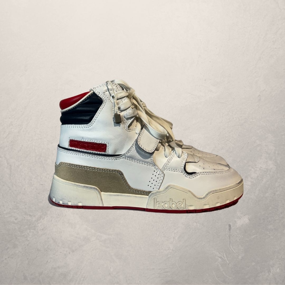 Isabel Marant white leather ‘trash’ high top sneaker 36