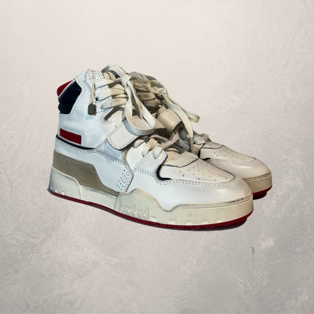 Isabel Marant white leather ‘trash’ high top sneaker 36