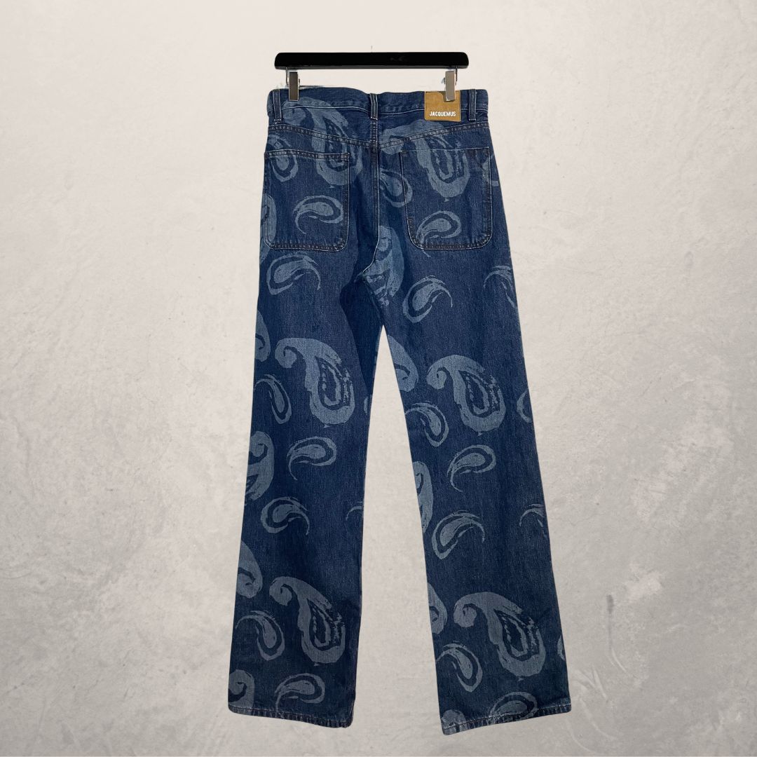 Jacquemus middenblauwe paisley denimbroek US28 EU36