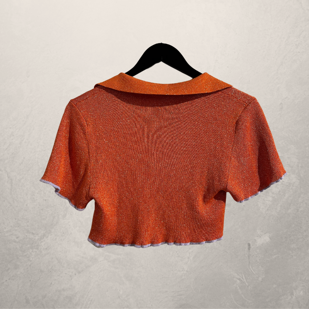 Jacquemus oranje paarse gebreide crop top XS