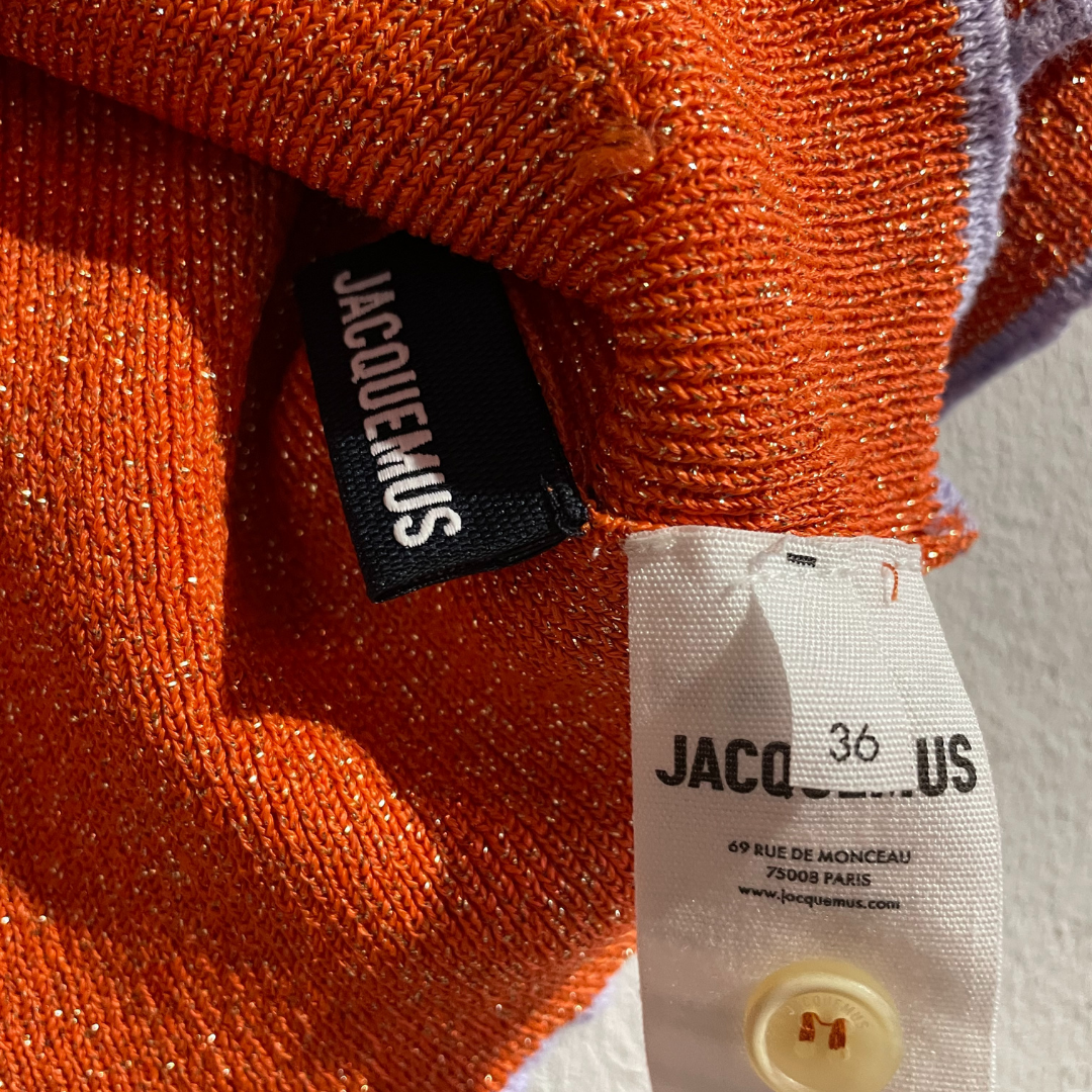 Jacquemus oranje paarse gebreide crop top XS