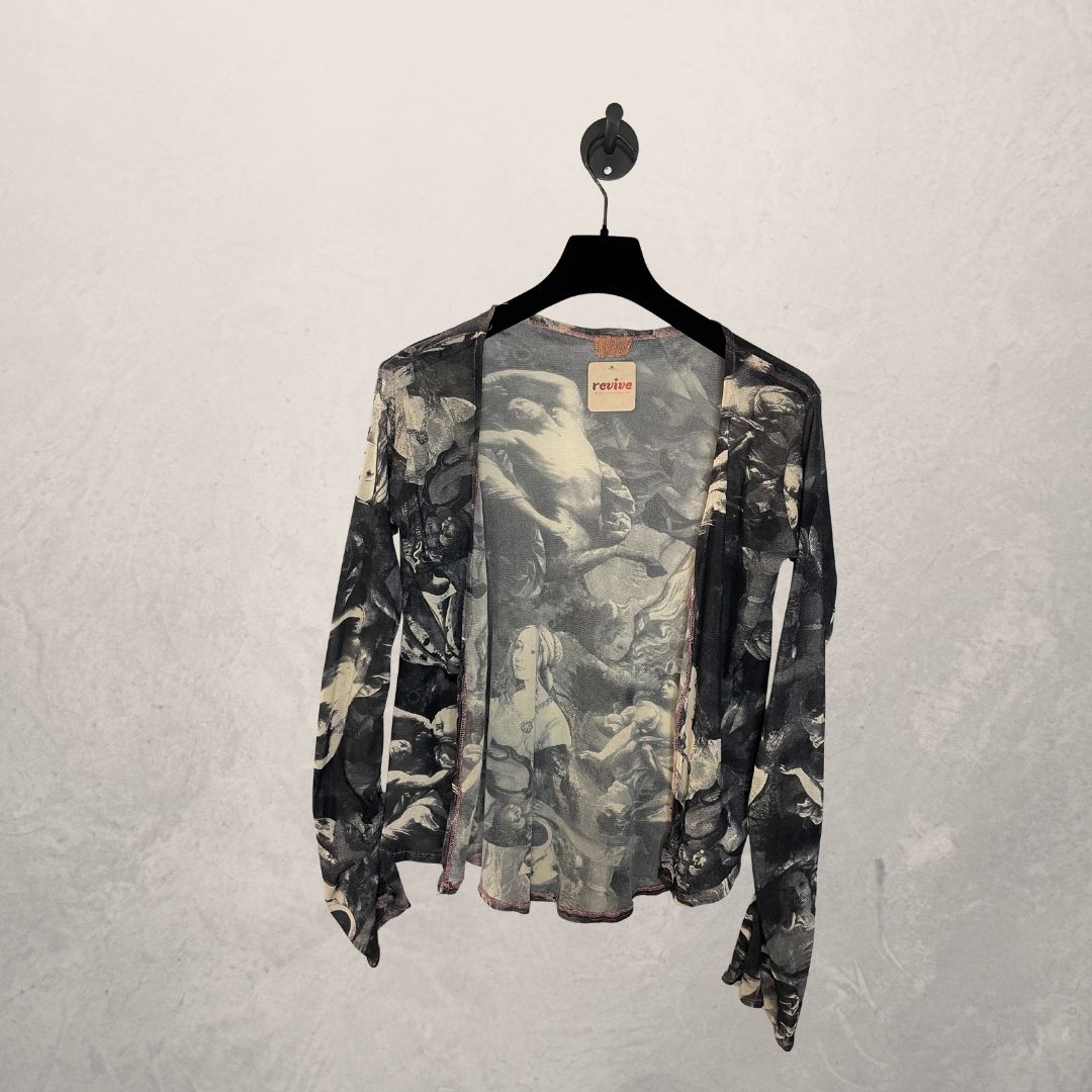 Kharma grey painting mesh ls cardigan OS