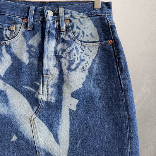 "Kiss" Levis light blue denim skirt 36/38 -by @TheRealClubIndigo
