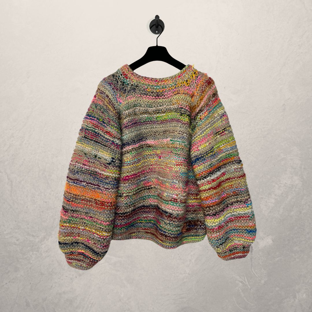 Breiwerk veelkleurig 100% wol gebreid S/M