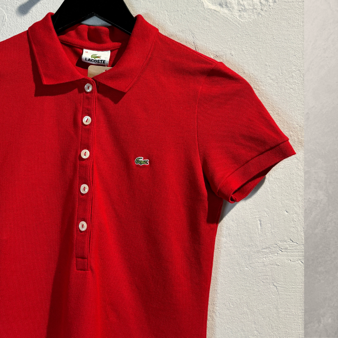 Lacoste red cotton polo top XS
