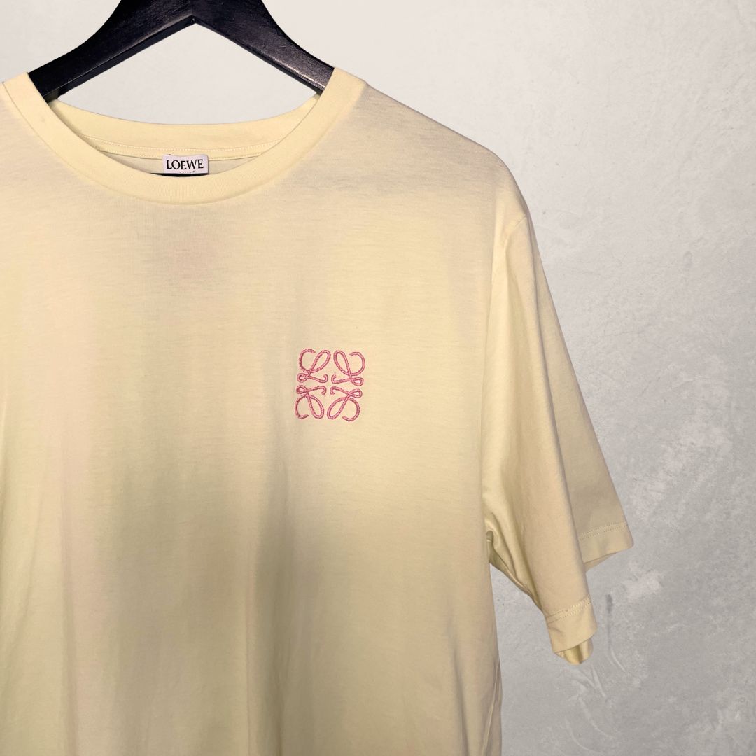 Loewe kanariegeel roze anagram logo t-shirt XL