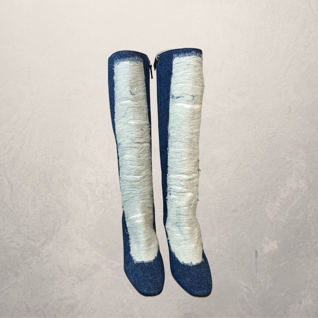 Loewe denim kniehoge laarzen 38