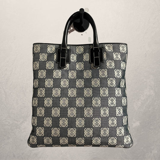 Loewe draagtas van denimachtige stof/canvas met anagramprint, 34 x 34 cm