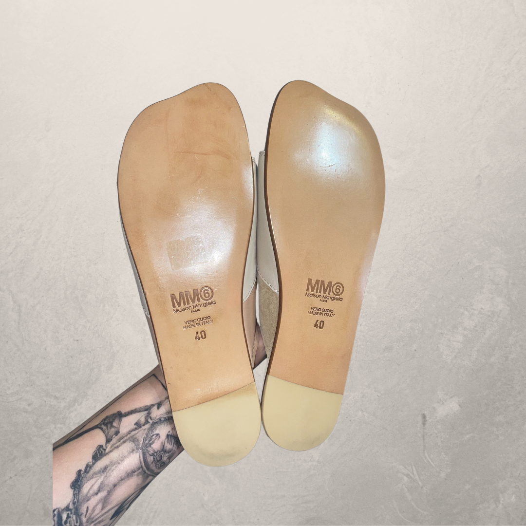 Maison Margiela beige patch flat sandels 40