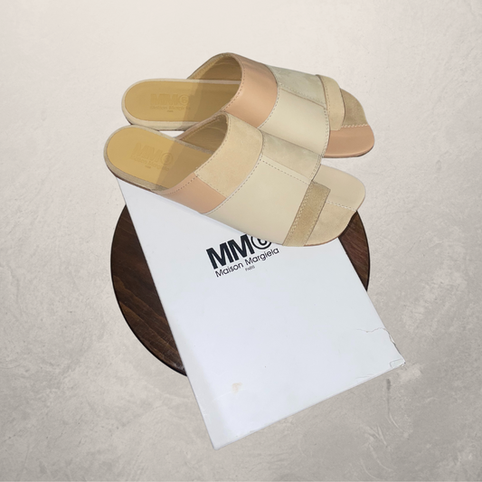 Maison Margiela beige patch flat sandels 40