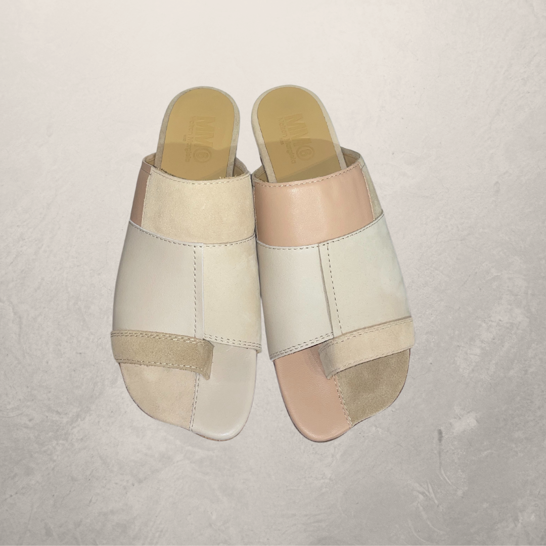 Maison Margiela beige patch flat sandels 40