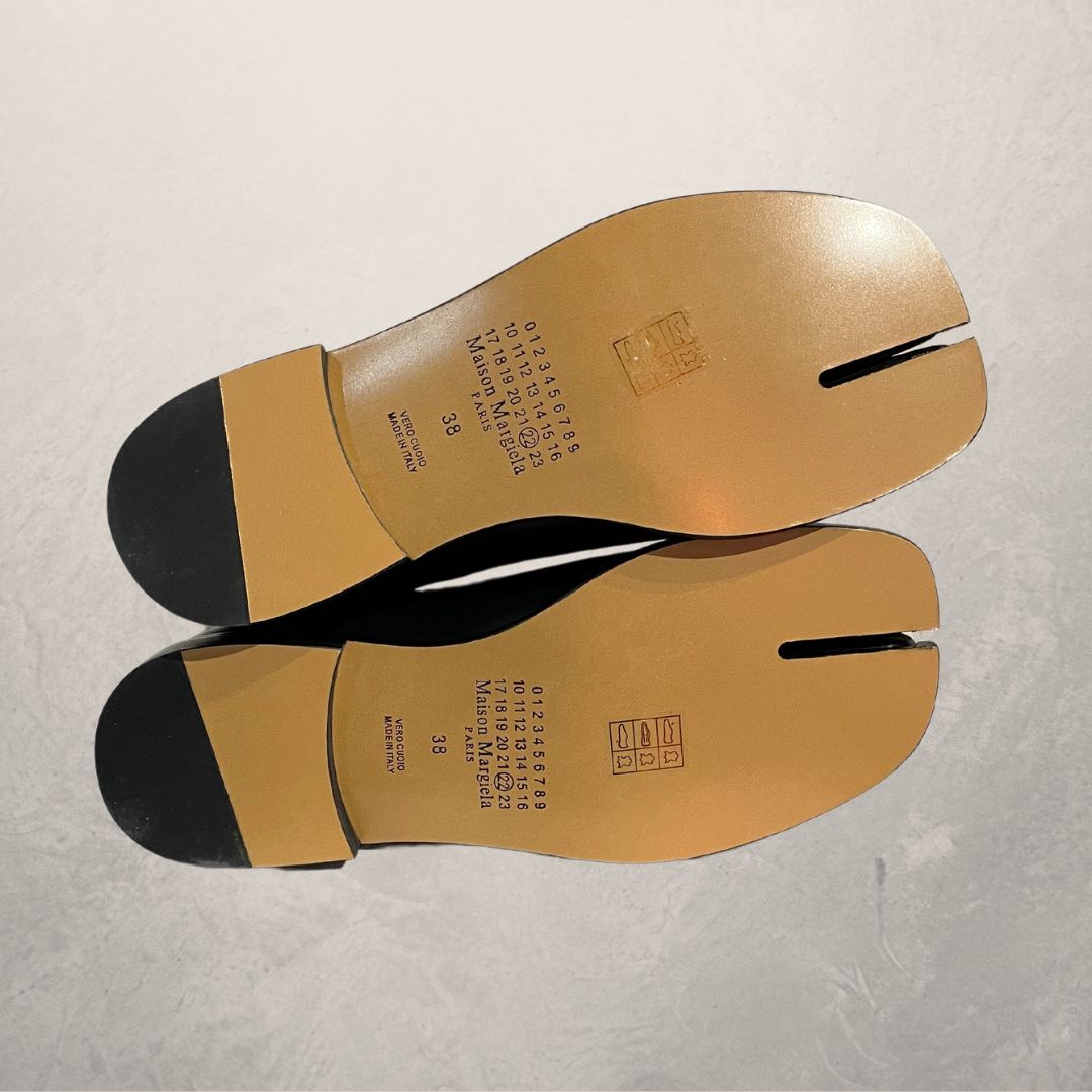 Maison Margiela zwart leren tabi enkellaarsjes 38