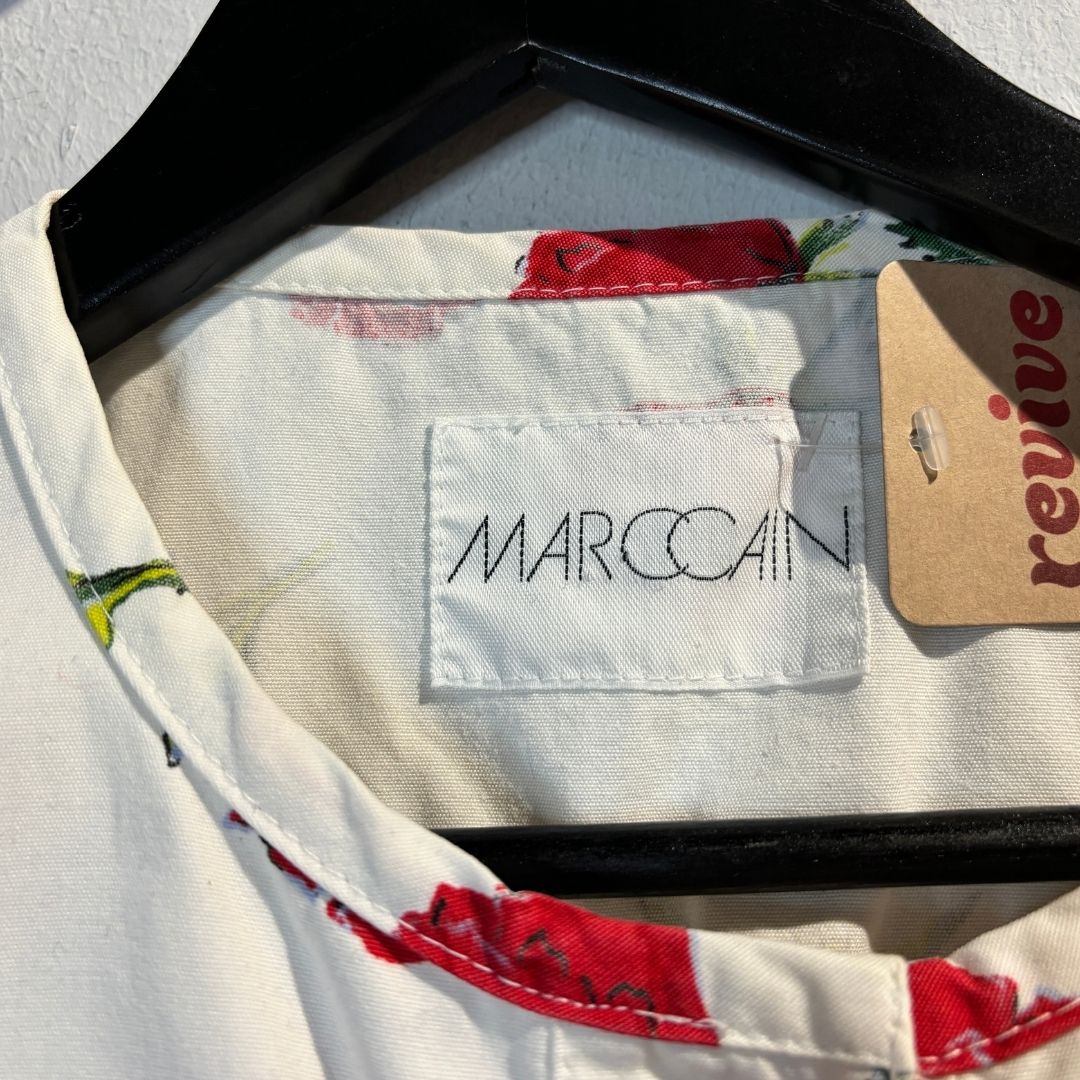Marccain wit rood bloemen denim vest M