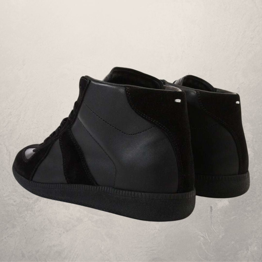 Margiela zwart lederen "replica" hi-top sneaker 40