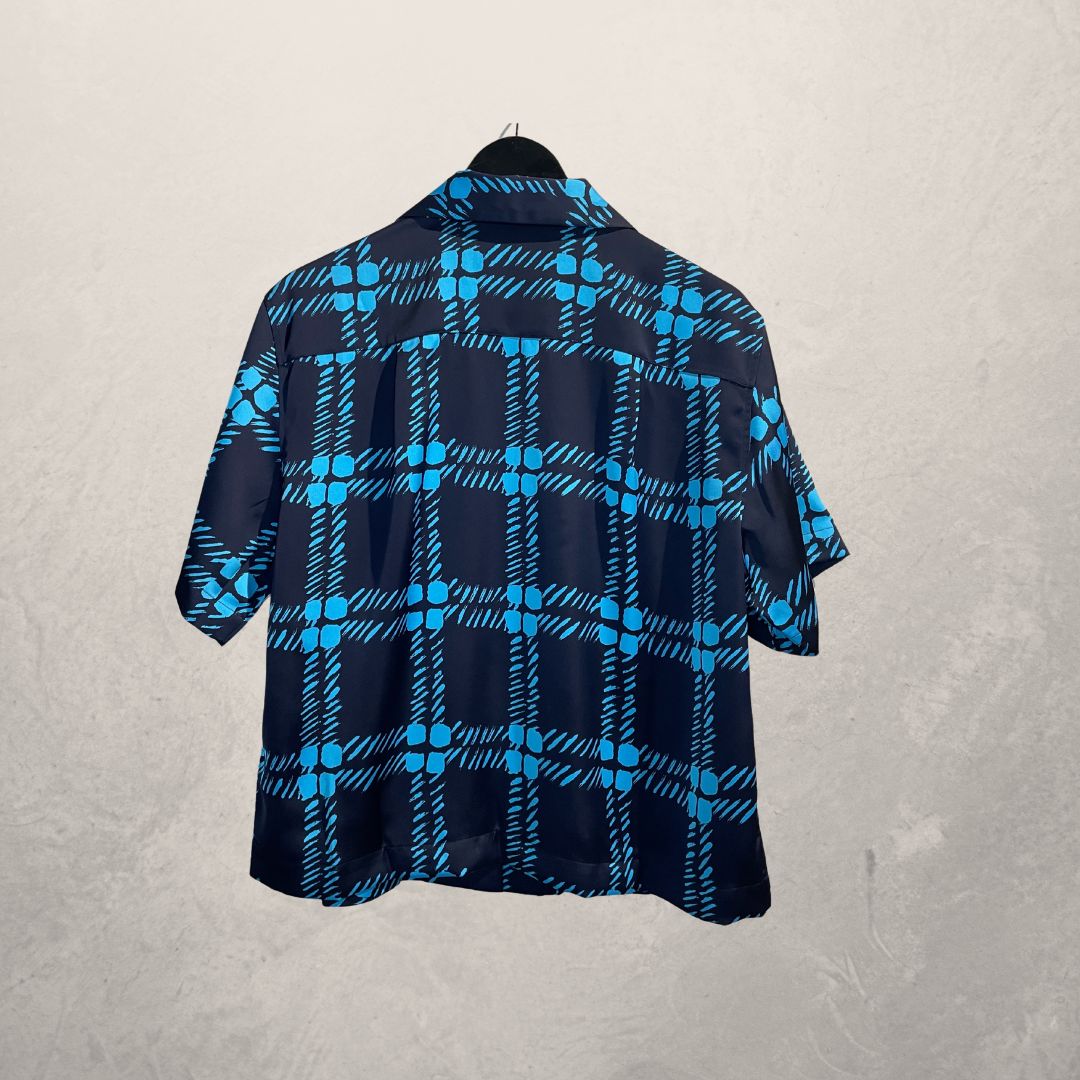 Marni X Uniqlo blauw zijdeachtig overhemd S