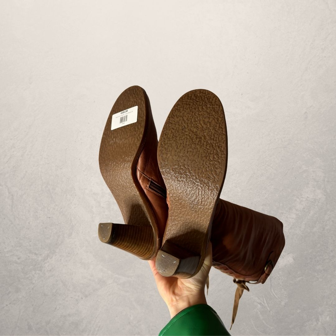 Mexx brown leather heeled boots 39