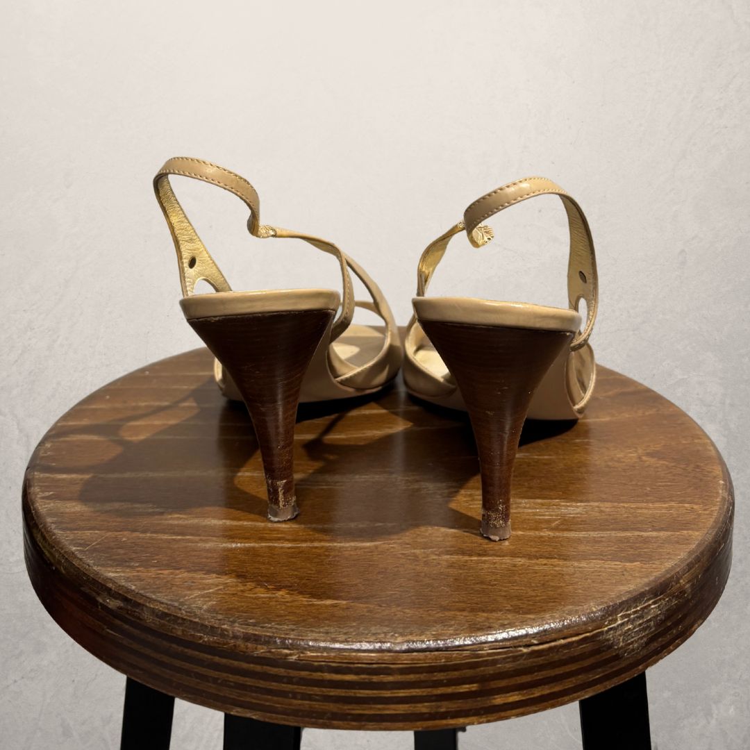 Michael Kors beige leren open teen hakken 41