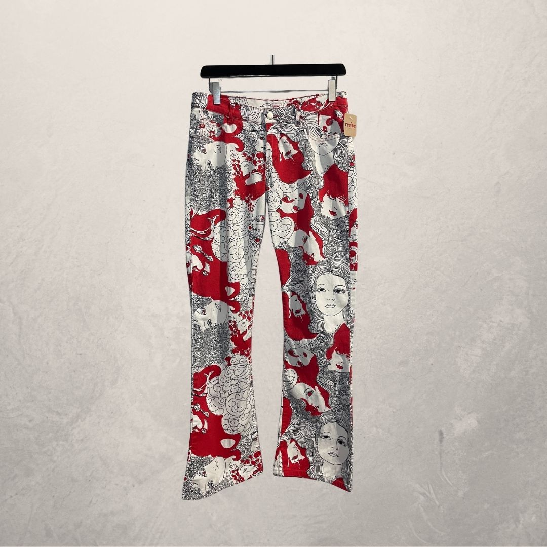 Miss Sixty red and white face graphic printed low tommy pants S