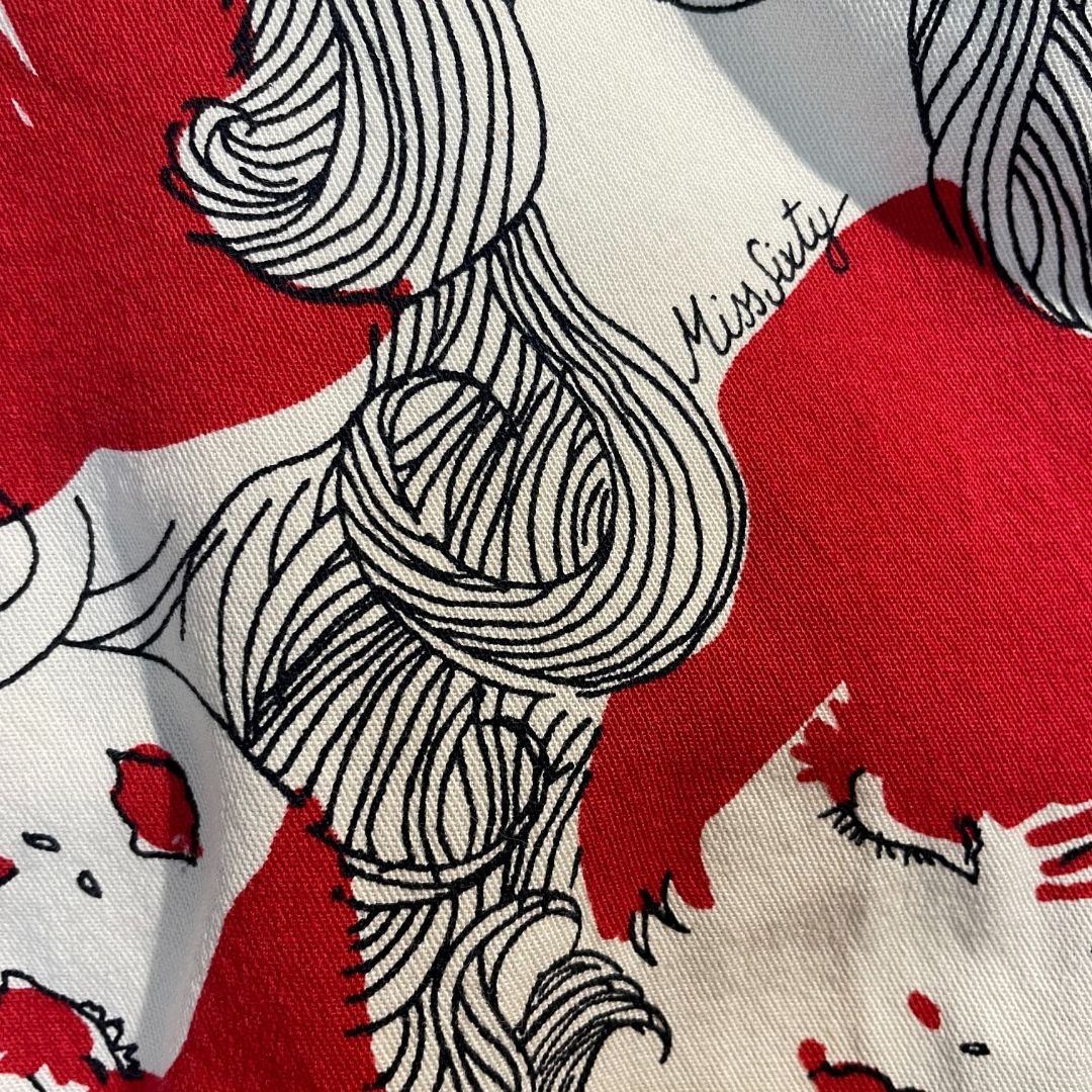 Miss Sixty red and white face graphic printed low tommy pants S