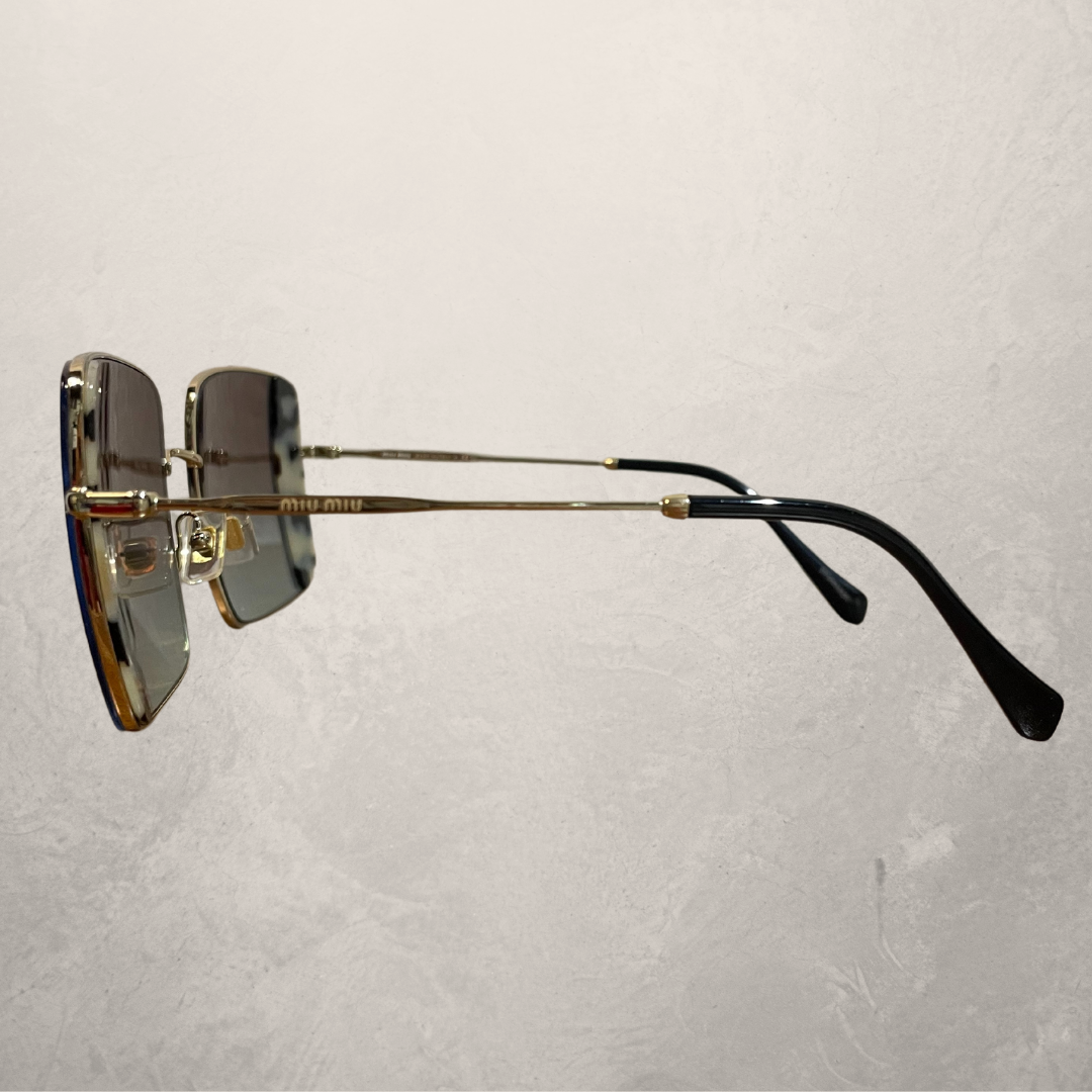 Miu Miu toirtose shell square frame sunglasses w/ case