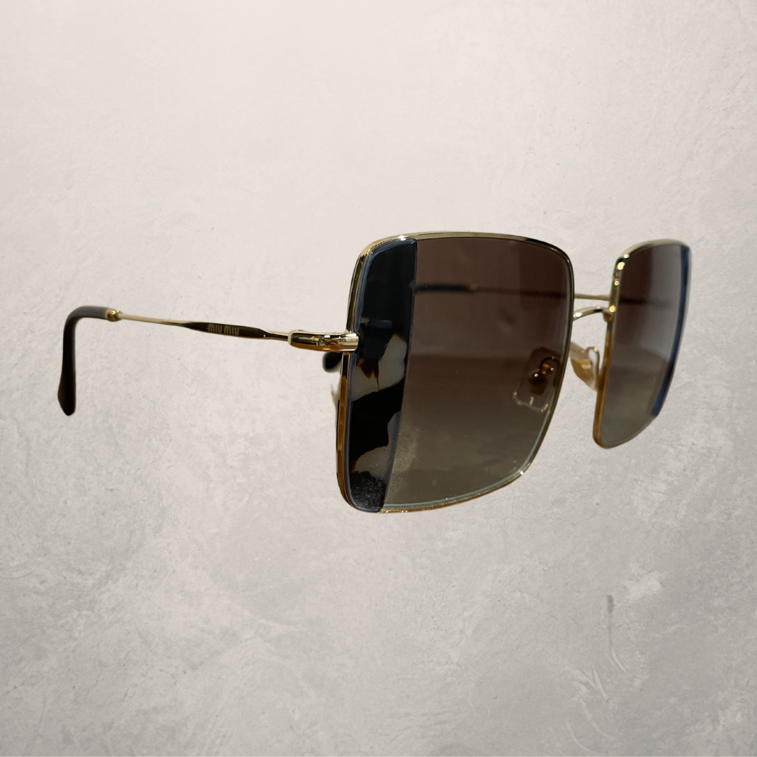 Miu Miu toirtose shell square frame sunglasses w/ case
