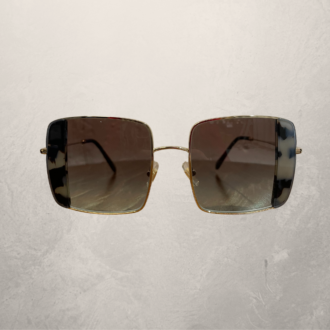 Miu Miu toirtose shell square frame sunglasses w/ case