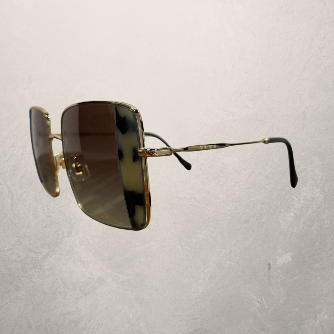 Miu Miu toirtose shell square frame sunglasses w/ case