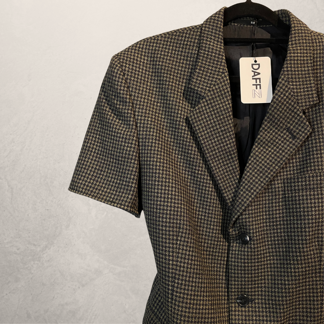 Mixed/checkered Tailored ss blazer OS - by @DAFFZTheLabel
