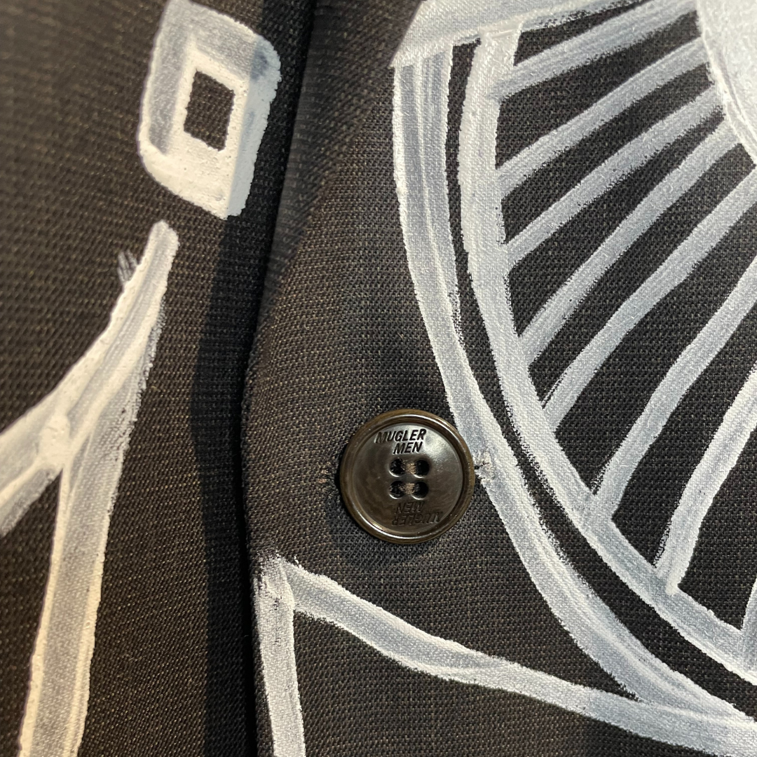 Mugler grijs abstract geschilderd blazer L- door @Marrart