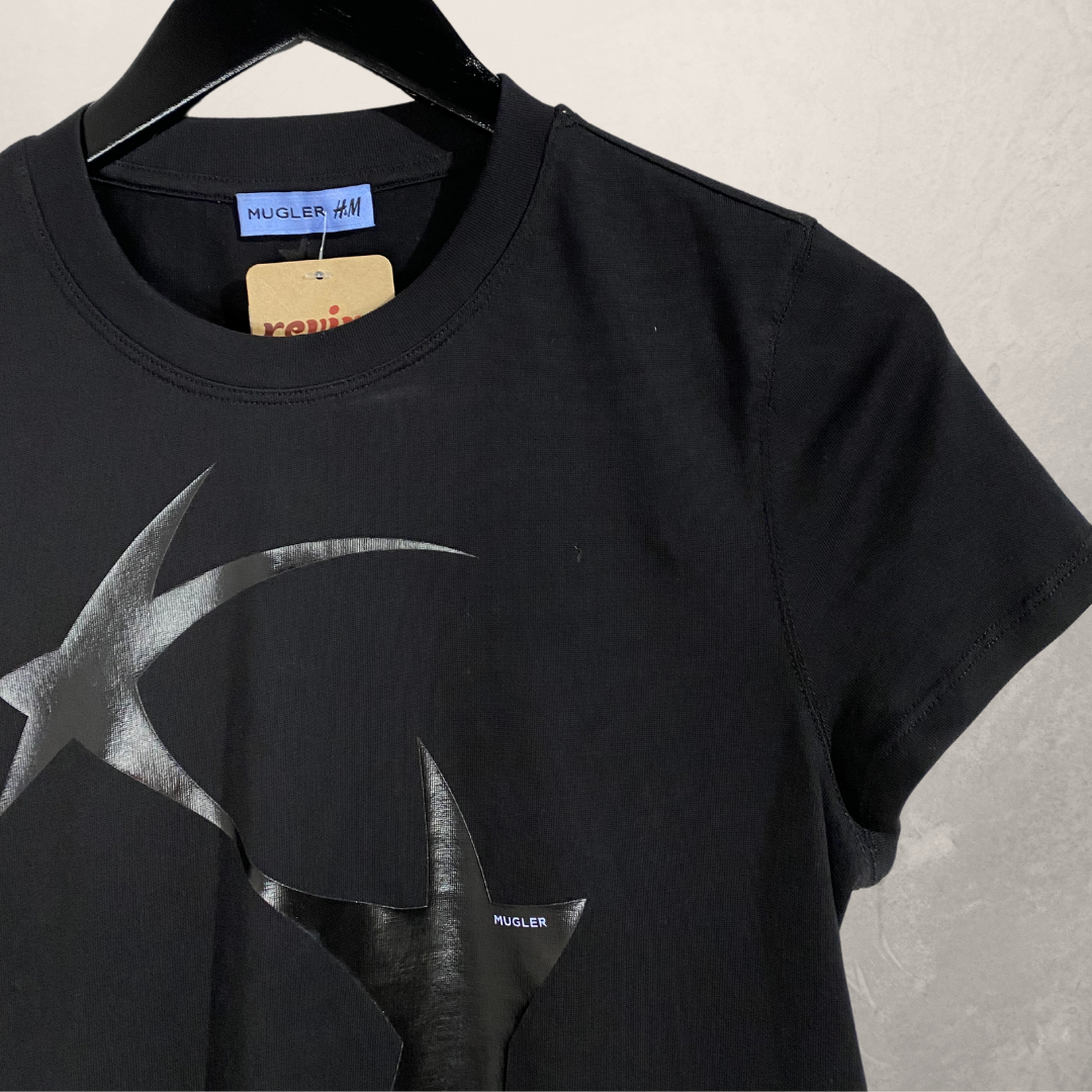 Mugler x HM black graphic t shirt S