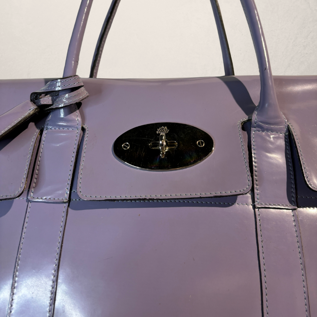 Moerbei lila lakleren handtas Groot