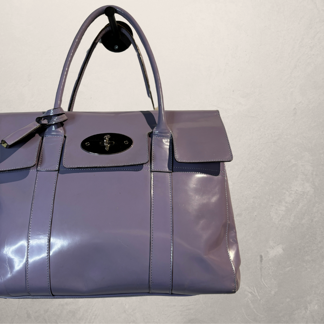Moerbei lila lakleren handtas Groot