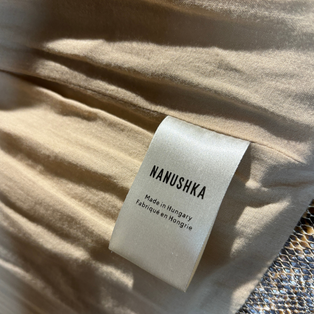 Nanushka Hide Snake Print Vegan Leather bruin Pufferjack XS