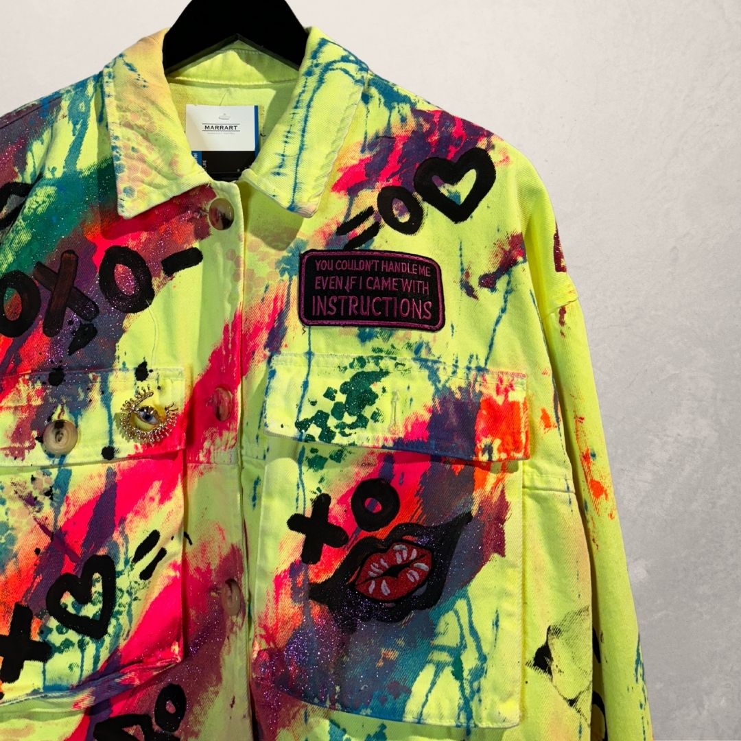 Neon droomgeel crop denim jack Small - van Marrart