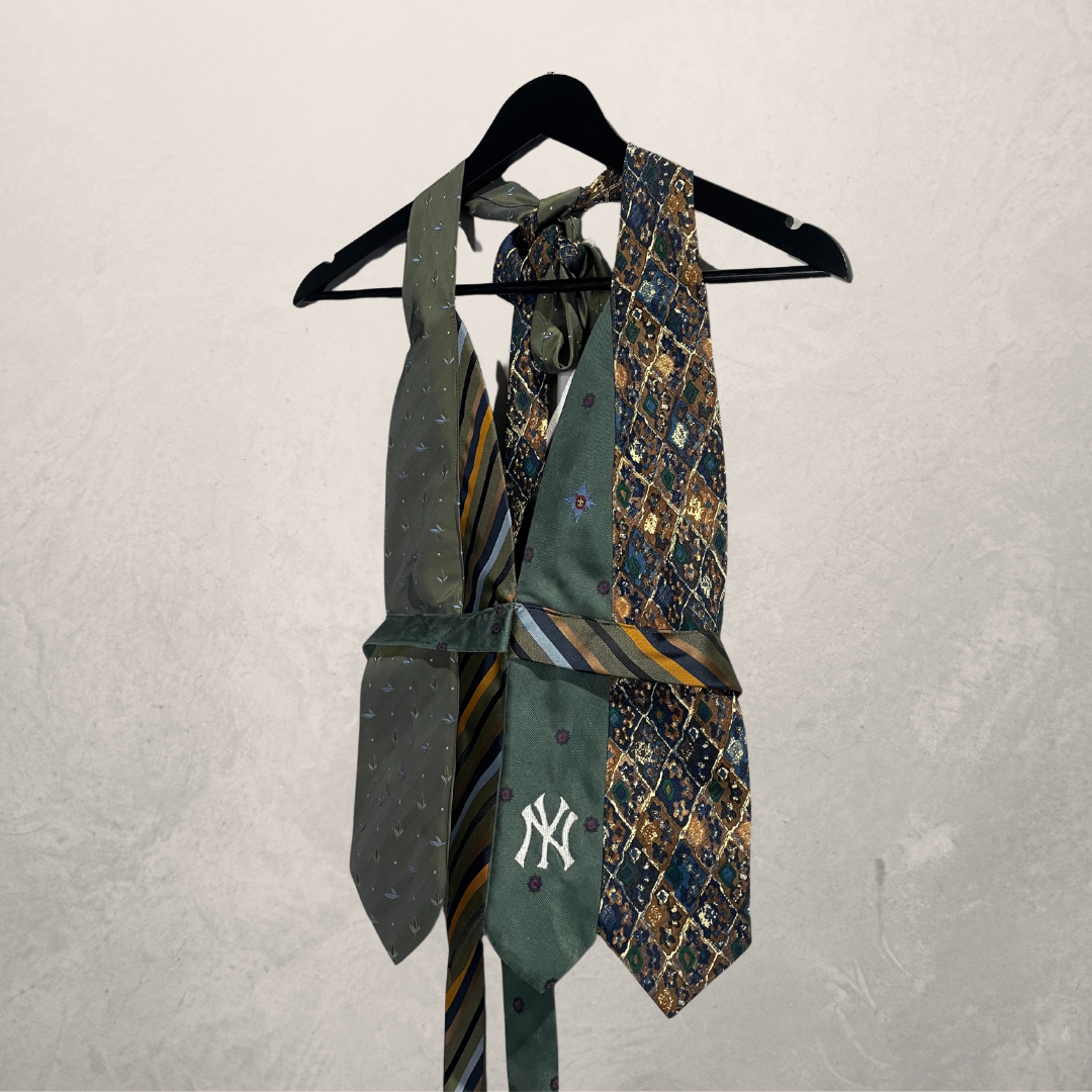 New York Yankees Green/Brown Halter tie top OS- By WNDYdesign