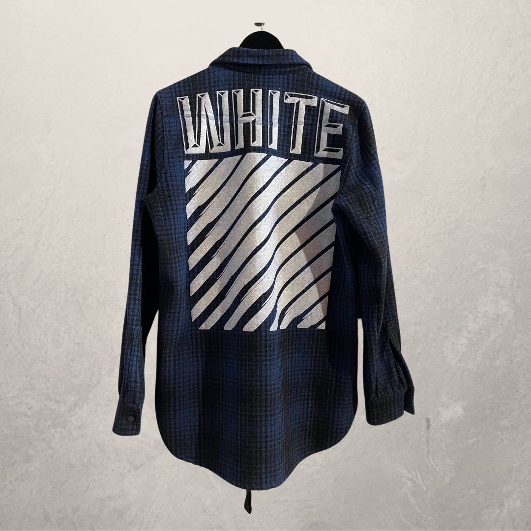 Off White blauw flanellen overhemd S