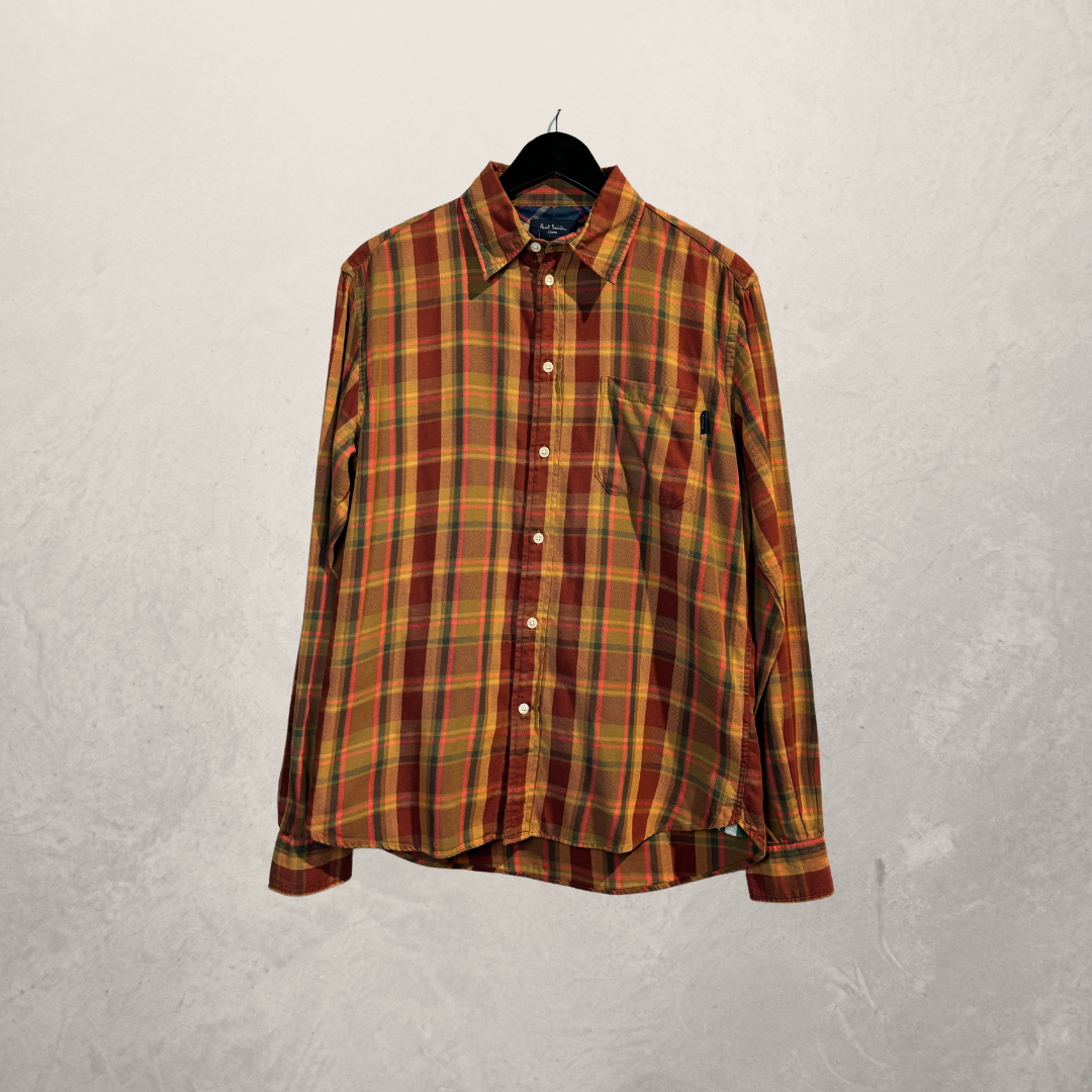 Paul Smith oranje rood geruit overhemd op maat M