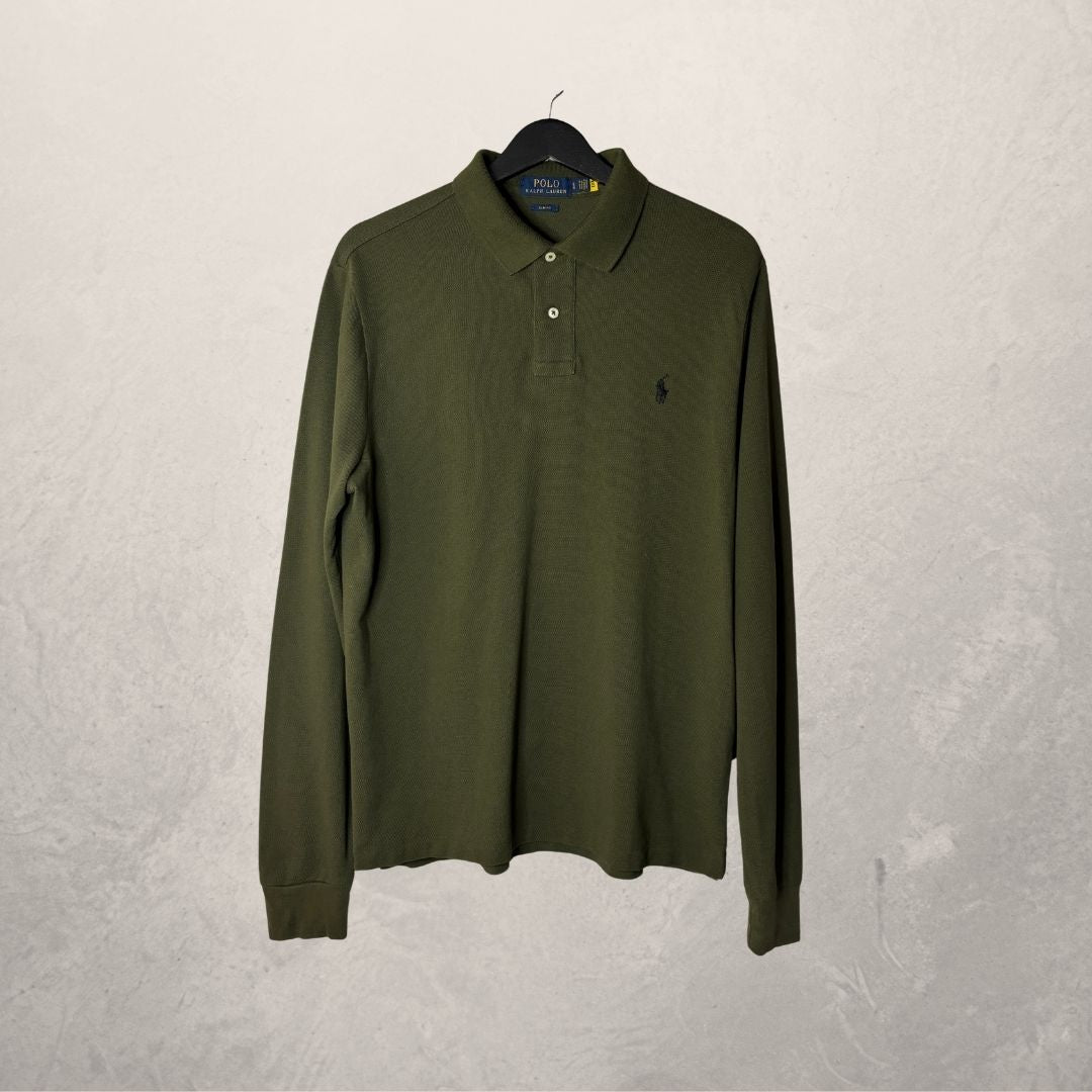 Polo Ralph Lauren khaki longsleeve polo L