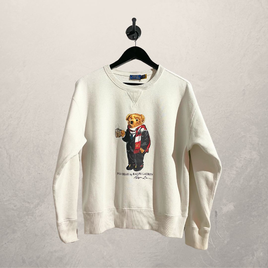 Polo Ralph Lauren gebroken witte beer grafische fleece M