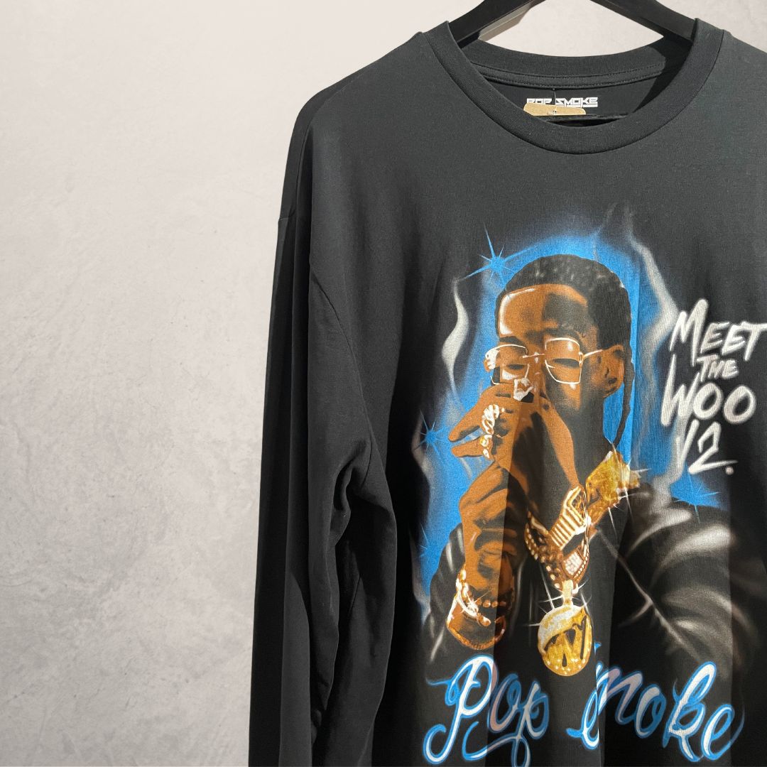 Pop Smoke zwart LS grafisch t-shirt L