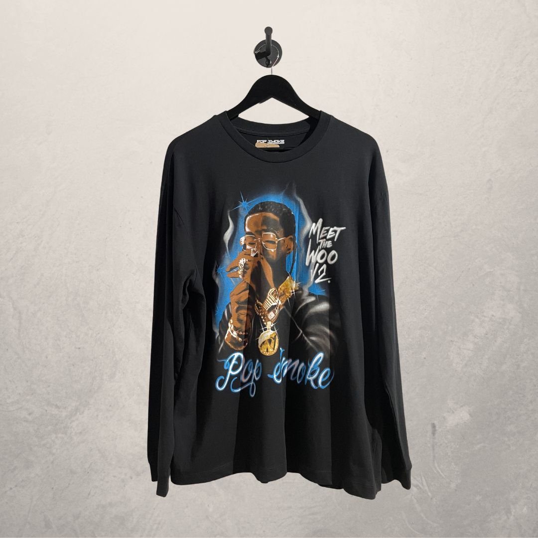 Pop Smoke zwart LS grafisch t-shirt L