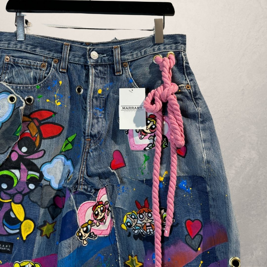 Powerpuff lichtblauw geverfde denim rok Medium - door Ma.rrart