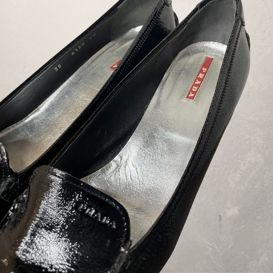 Prada black patent kitten heels 40