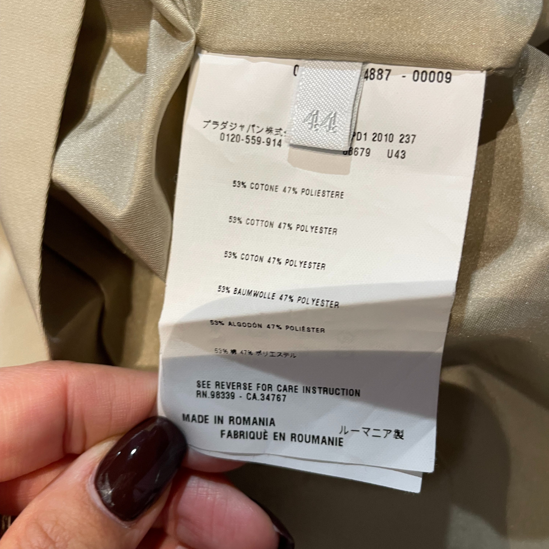 Prada zandkleurige cropped trenchcoat S- Velvet Archive