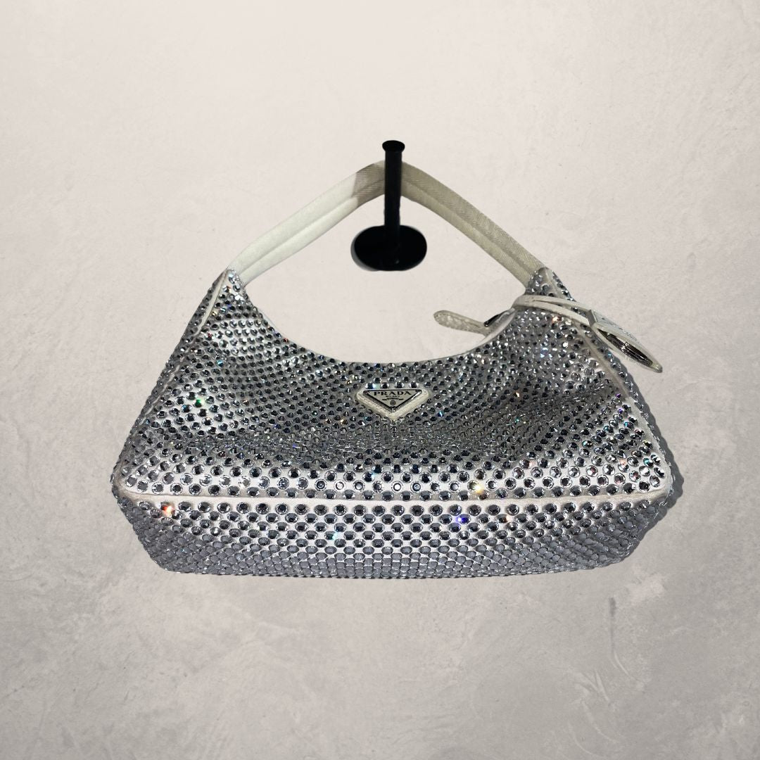 Prada white Re-Edition 2000 Crystal Mini Bag