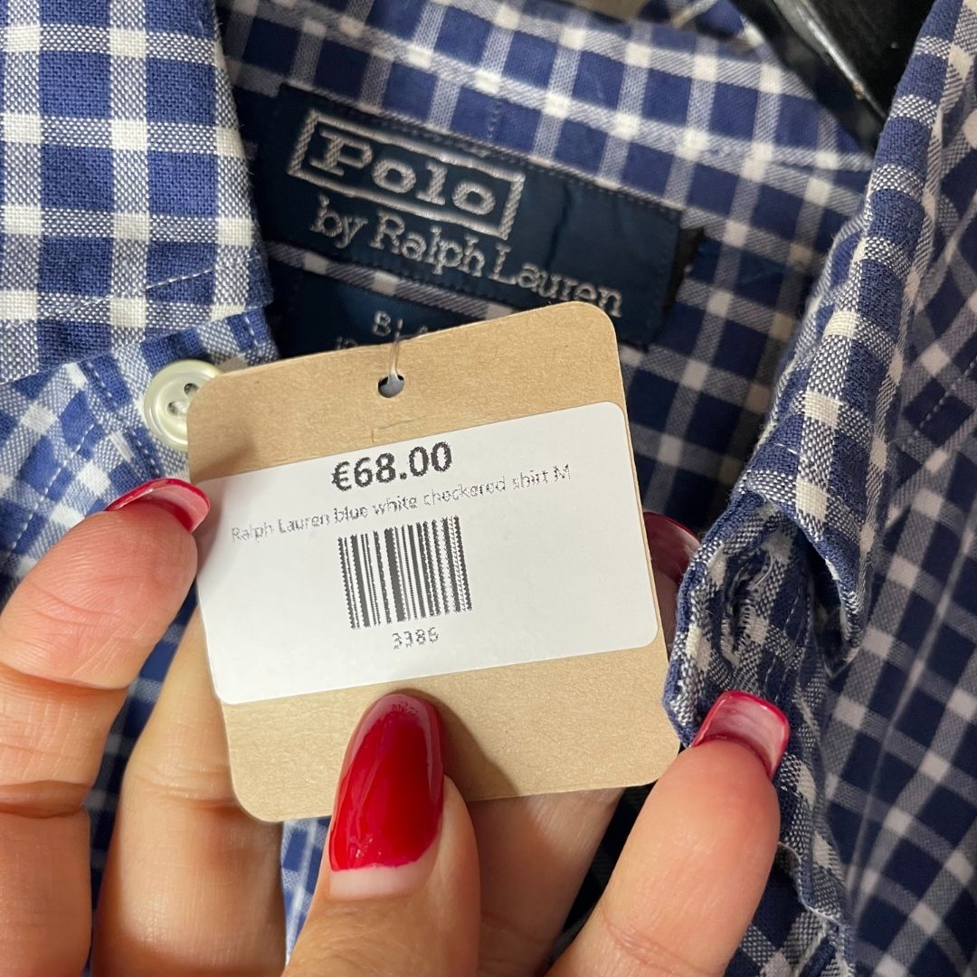 Ralph Lauren blauw wit geruit overhemd M