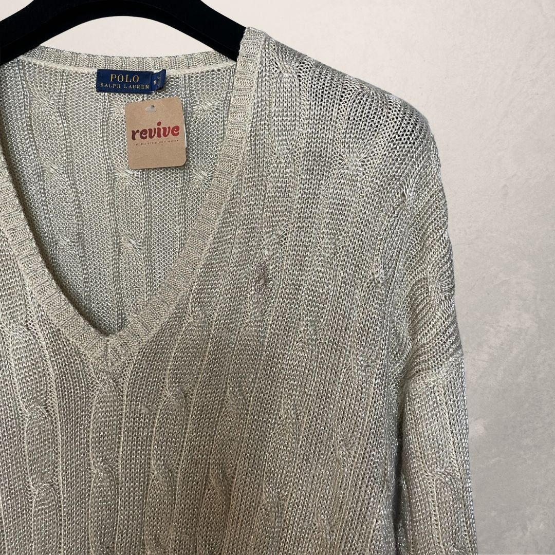 Ralph Lauren creme glitter knitted sweater M