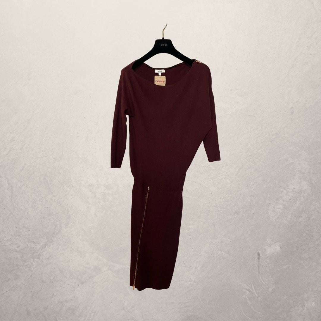 Reiss burgundy knitted zipper dress XS